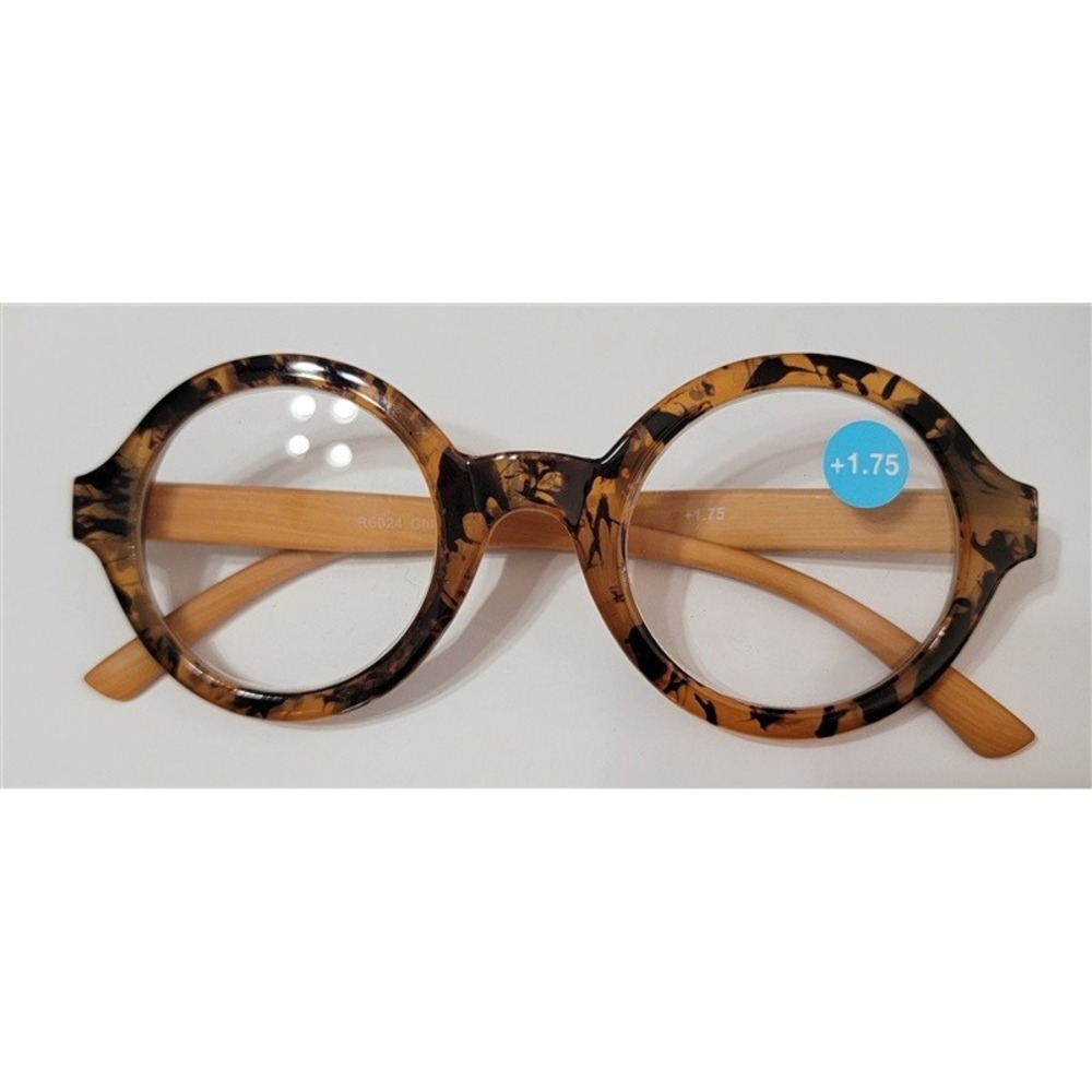 EyeKepper Golden Tortoiseshell 1.75 Round Anti Blue Light Reading Glasses 117221